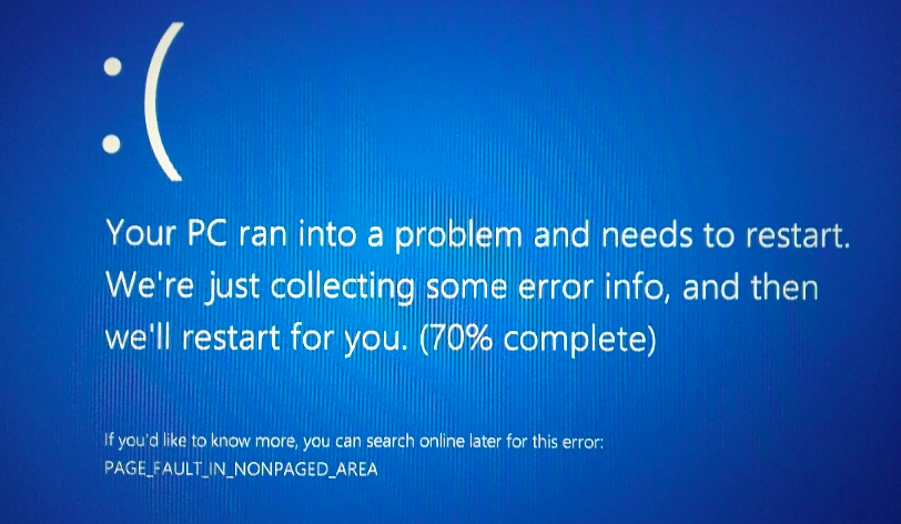 page fault in nonpaged area windows 10