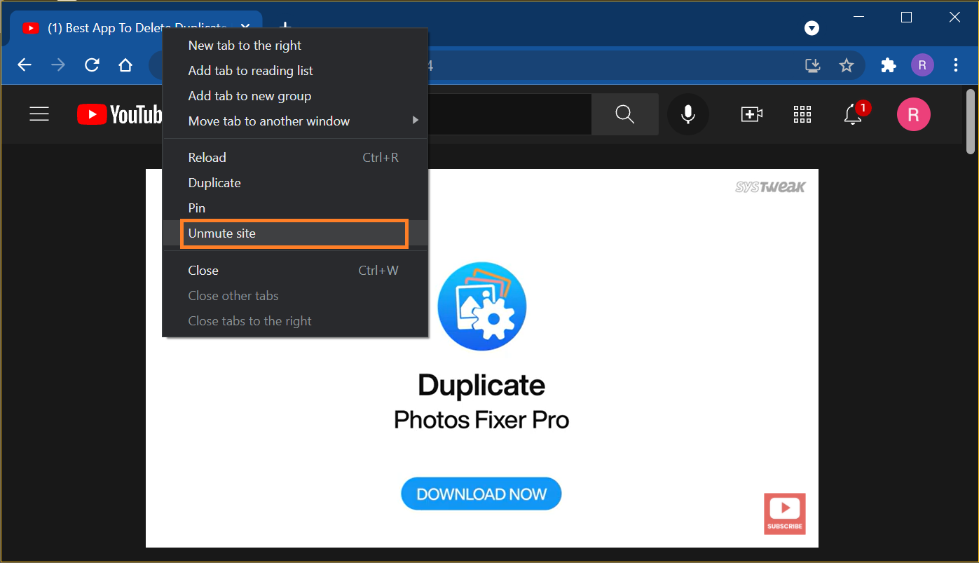 Unmute apps and websites